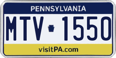 PA license plate MTV1550