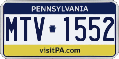 PA license plate MTV1552