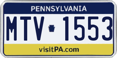 PA license plate MTV1553