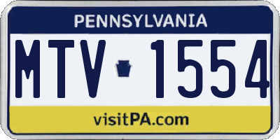 PA license plate MTV1554