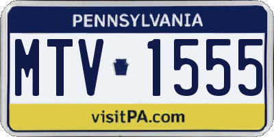 PA license plate MTV1555