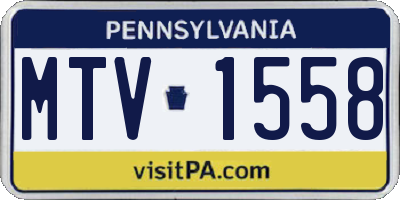 PA license plate MTV1558