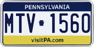 PA license plate MTV1560