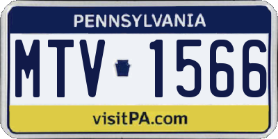 PA license plate MTV1566