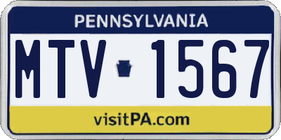 PA license plate MTV1567