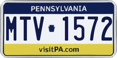 PA license plate MTV1572