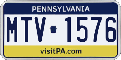 PA license plate MTV1576