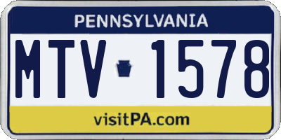 PA license plate MTV1578