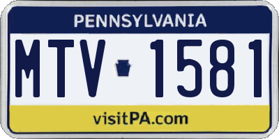 PA license plate MTV1581