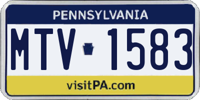 PA license plate MTV1583