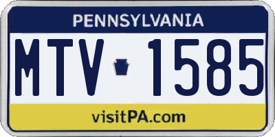 PA license plate MTV1585
