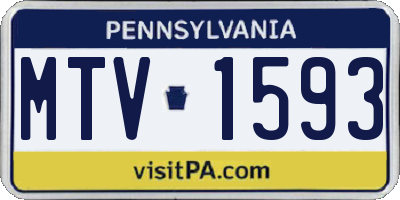 PA license plate MTV1593