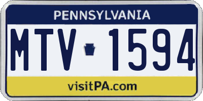 PA license plate MTV1594