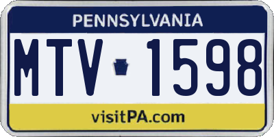 PA license plate MTV1598