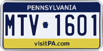 PA license plate MTV1601