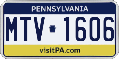 PA license plate MTV1606