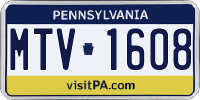 PA license plate MTV1608