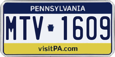PA license plate MTV1609