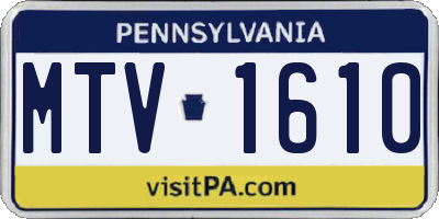 PA license plate MTV1610