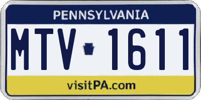 PA license plate MTV1611