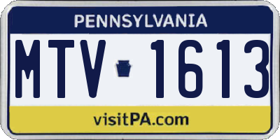 PA license plate MTV1613