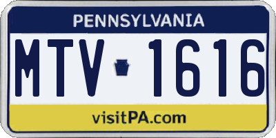 PA license plate MTV1616
