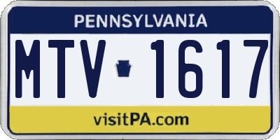 PA license plate MTV1617