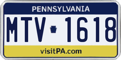 PA license plate MTV1618