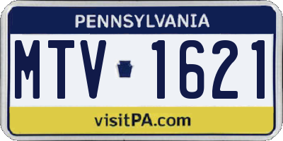 PA license plate MTV1621