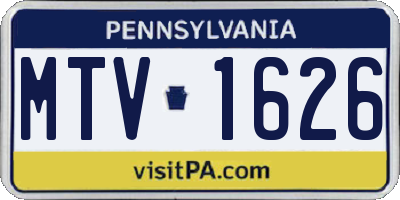 PA license plate MTV1626