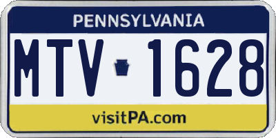 PA license plate MTV1628