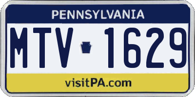 PA license plate MTV1629