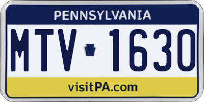 PA license plate MTV1630