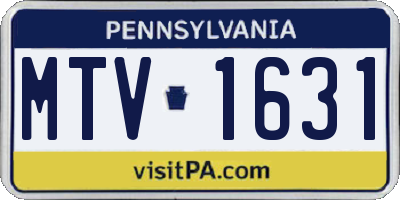PA license plate MTV1631