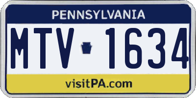 PA license plate MTV1634