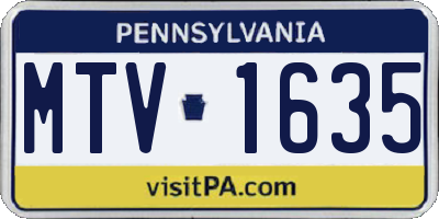 PA license plate MTV1635