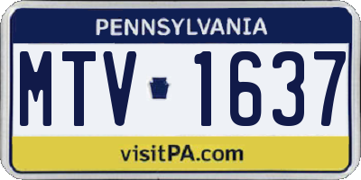 PA license plate MTV1637