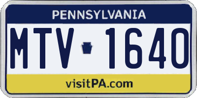 PA license plate MTV1640