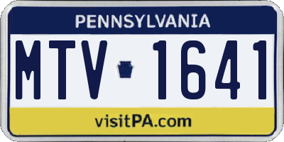 PA license plate MTV1641