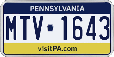PA license plate MTV1643