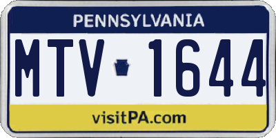 PA license plate MTV1644