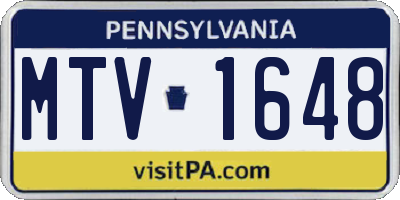 PA license plate MTV1648