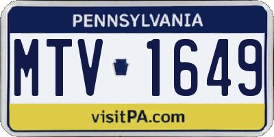 PA license plate MTV1649