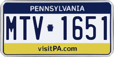 PA license plate MTV1651