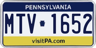 PA license plate MTV1652