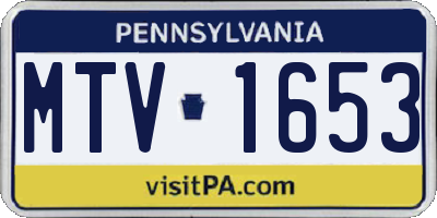 PA license plate MTV1653