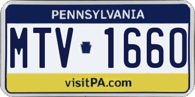 PA license plate MTV1660