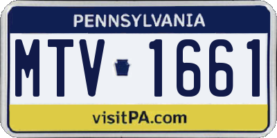 PA license plate MTV1661