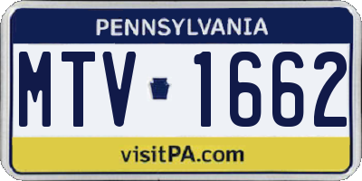 PA license plate MTV1662