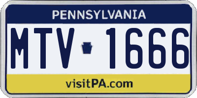 PA license plate MTV1666